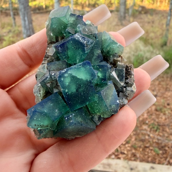 Rare UK Green Fluorite Cubes | Rogerley Mine England Green/Blue Cubes - Picture 5 of 8